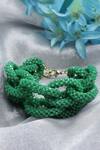 Shop_Bijoux By Priya Chandna_Green Beads Twisted Embellished Bracelet _at_Aza_Fashions