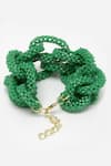 Shop_Bijoux By Priya Chandna_Green Beads Twisted Embellished Bracelet _Online_at_Aza_Fashions
