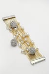 Shop_Bijoux By Priya Chandna_Silver Plated Crystals, Pearls Multi Row Bracelet _at_Aza_Fashions