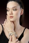 Bijoux By Priya Chandna_Silver Plated Crystals, Pearls Multi Row Bracelet _Online_at_Aza_Fashions