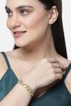 Buy_Bijoux By Priya Chandna_Gold Plated Crystals Cuban Chain Bracelet _at_Aza_Fashions