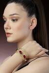 Bijoux By Priya Chandna_Red Crystals Stone Link Bracelet _Online_at_Aza_Fashions
