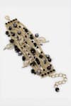 Shop_Bijoux By Priya Chandna_Black Crystals, Chains Charmed Multi Row Bracelet _at_Aza_Fashions
