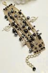 Bijoux By Priya Chandna_Black Crystals, Chains Charmed Multi Row Bracelet _Online_at_Aza_Fashions