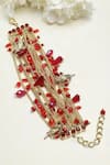 Bijoux By Priya Chandna_Red Crystal Charmed Multi Row Chain Bracelet _Online_at_Aza_Fashions