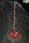 Bijoux By Priya Chandna_Red Crystal Chandelier Embellished Maangtikka _Online_at_Aza_Fashions