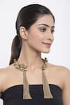 Buy_Bijoux By Priya Chandna_Gold Plated Stone Blossom Embellished Choker _at_Aza_Fashions