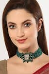 Buy_Bijoux By Priya Chandna_Green Crystals Blossom Embellished Choker _at_Aza_Fashions