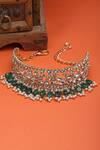 Shop_Bijoux By Priya Chandna_Green Crystal Embellished Choker _at_Aza_Fashions