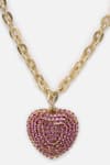 Buy_Bijoux By Priya Chandna_Fuchsia Crystal Embellished Pendant Necklace _Online_at_Aza_Fashions