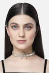 Buy_Bijoux By Priya Chandna_Silver Plated Crystal A Letter Shaped Pendant Choker _at_Aza_Fashions