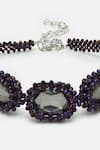 Buy_Bijoux By Priya Chandna_Purple Crystal And Bead Embellished Choker _Online_at_Aza_Fashions