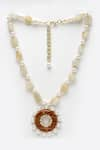 Shop_Bijoux By Priya Chandna_White Pearl Embellished Pendant Necklace _at_Aza_Fashions