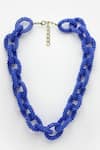 Shop_Bijoux By Priya Chandna_Blue Bead Embellished Link Necklace _Online_at_Aza_Fashions