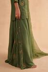 Ruchi Marodia_Green Moonga Silk Embroidery Zardozi V Neck Kurta Sharara Set _at_Aza_Fashions