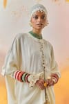 Shop_Aseem Kapoor_White Kurta And Skirt Crushed Silk Embroidery Chevron Veni Print & Draped Set _Online_at_Aza_Fashions