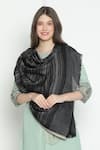 SHINGORA_Black Woven Stripe Pattern Bicolour Shawl-Set of 2 _Online_at_Aza_Fashions