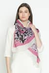 SHINGORA_Fuchsia Printed Floral Blossom Bicolour Stole-Set of 2 _Online_at_Aza_Fashions