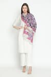 Buy_SHINGORA_Fuchsia Printed Floral Blossom Bicolour Stole-Set of 2 _Online_at_Aza_Fashions