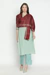 SHINGORA_Maroon Woven Stripe Bicolour Shawl-Set of 2 _Online