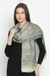 Buy_SHINGORA_Green Printed Geometric Bicolour Stole-Set of 2 _at_Aza_Fashions