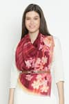 SHINGORA_Maroon Printed Floral Stripe Bicolour Stole-Set of 2 _Online_at_Aza_Fashions