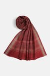 Shop_SHINGORA_Maroon Woven Stripe Bicolour Shawl-Set of 2 _Online_at_Aza_Fashions