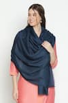 SHINGORA_Blue Woven Wool Solid Bicolour Shawl-Set of 2 _Online_at_Aza_Fashions