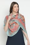 Shop_SHINGORA_Peach Printed Mandala Bicolour Stole-Set of 2 