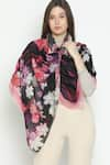 SHINGORA_Black Printed Stripe Floral Bicolour Stole-Set of 2 _Online_at_Aza_Fashions