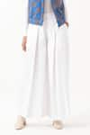 Shop_THREE_White Poplin Plain Inverted Box Pleated Pant _Online_at_Aza_Fashions