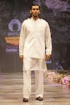 Shop_Rahul Singh_Ivory Chanderi Silk Plain Bundi And Kurta Set 