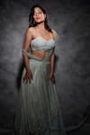 Buy_Jade By Ashima_Green Lehenga And Blouse Opara Embroidery Pearl Austin Layered Draped Set _Online