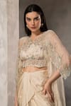 Buy_Divisha Sharma_Ivory Silk Organza Embroidery Thread Cutwork Zardozi Jacket Dhoti Skirt Set _Online_at_Aza_Fashions