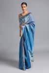 Buy_Akutee_Blue Pure Silk Organza Jaymala Pattern Ombre Saree With Unstitched Blouse Piece _Online_at_Aza_Fashions