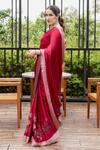 Shop_Akutee_Pink Veerangna Banarasi Brocade Border Saree With Unstitched Blouse Piece _at_Aza_Fashions