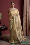 Buy_Akutee_Gold Handwoven Tissue Vanashri Pattern Saree With Unstitched Blouse Piece _at_Aza_Fashions