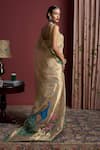 Shop_Akutee_Gold Handwoven Tissue Vanashri Pattern Saree With Unstitched Blouse Piece _at_Aza_Fashions