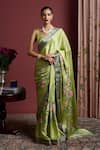 Buy_Akutee_Green Handwoven Satin Unnati Brocade Border Saree With Unstitched Blouse Piece _at_Aza_Fashions