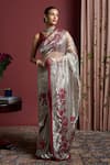 Buy_Akutee_Silver Handwoven Tissue Shreya Pattern Saree With Unstitched Blouse Piece _at_Aza_Fashions