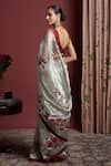 Shop_Akutee_Silver Handwoven Tissue Shreya Pattern Saree With Unstitched Blouse Piece _at_Aza_Fashions