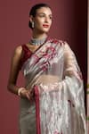 Akutee_Silver Handwoven Tissue Shreya Pattern Saree With Unstitched Blouse Piece _Online_at_Aza_Fashions