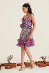 Sunandini_Purple 100% Cotton Printed Abstract Sweetheart Leila Short Dress _Online_at_Aza_Fashions
