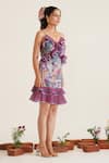 Buy_Sunandini_Purple 100% Cotton Printed Abstract Sweetheart Leila Short Dress _Online_at_Aza_Fashions
