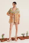 Buy_Sunandini_Multi Color 100% Cotton Printed Checkered Jacket Lapel Nina And Shorts Set _at_Aza_Fashions