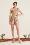 Buy_Sunandini_Multi Color 100% Cotton Printed Floral Sweetheart Nina Bralette And Shorts Set _at_Aza_Fashions