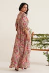 Sunandini_Pink 100% Cotton Printed Floral Collared Oprah Maxi Dress _Online_at_Aza_Fashions