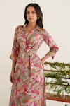 Shop_Sunandini_Pink 100% Cotton Printed Floral Collared Oprah Maxi Dress _Online_at_Aza_Fashions