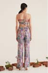 Shop_Sunandini_Purple 100% Cotton Printed Floral Sweetheart Clara Bralette With Pant _at_Aza_Fashions