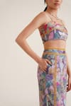 Buy_Sunandini_Purple 100% Cotton Printed Floral Sweetheart Clara Bralette With Pant 